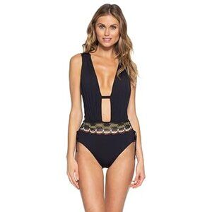 NWT Becca by Rebecca Virtue East Wind Plunge One-Piece Swimsuit Medium
